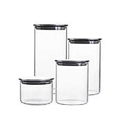 Glass Storage Jar with Airtight Stainless Steel Lids / Clear Glass Canisters Set