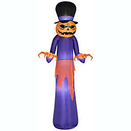 Gemmy Airblown Pumpkin Reaper w/Top Hat Giant , 12 ft Tall, Purple