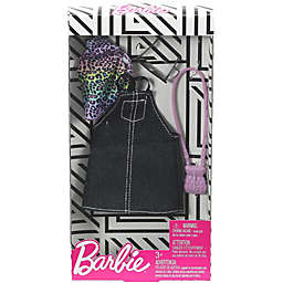 Barbie Clothes Black Denim Jumper and Animal Print Top, Plus 2 Accessories Dolls, Gift for 3 to 7 Year Olds