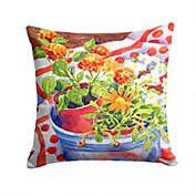 Caroline&#39;s Treasures Flowers with a side of lemons Fabric Decorative Pillow 14 x 14