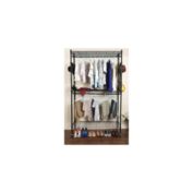 Ktaxon Portable Double Rod Garment Rack Heavy Duty Rolling Clothing Rack with Adjustable Shelves & Wheels