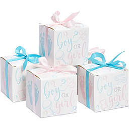 Sparkle and Bash Boy or Girl Gender Reveal Party Favor Boxes with Ribbons (50 Pack)
