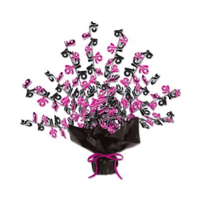 Beistle 15" Party Decorations 16 Gleam 'N Burst Centerpiece, Black & Cerise - Pack of 12