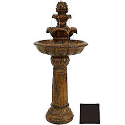 Sunnydaze Ornate Elegance Solar Water Fountain with Battery Backup - 42-Inch - Rustic
