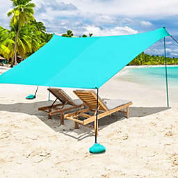 Costway 7 x 7 Feet Family Beach Tent Canopy Sunshade with 4 Poles-Green
