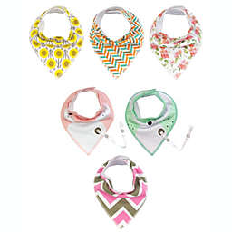 Wrapables Baby Bandana Drool Bibs with Pacifier/Teether Toy Strap(Set 6) / Pretty Pink