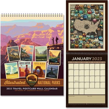 Americanflat 12 Month 2023 Calendar - National Park Postcards Design -  Monthly Format Large Wall Calendar - Hanging Wall Planner 10x26 Inches When  Open | Bed Bath & Beyond