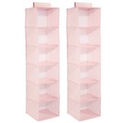 mDesign Kids Fabric Over Closet Rod Hanging Storage, 6 Shelf, 2 Pack