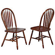 Besthom Andrews Malaysian Oak Wood Distressed Chestnut Brown Side Chair (Set of 2)