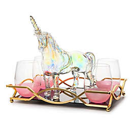 Iridescent Unicorn Wine Whiskey Decanter Set 750ml With 4 Pink Sparkle Glasses for Wine, Whiskey, Scotch, Tequila or Any Drink by The Wine Savant - Unicorn Gifts, Unicorn Lovers, 14