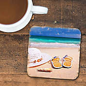 Nature Wonders Beach Sandals and Hat Coastal Wooden Cork Coasters Gift Set of 4