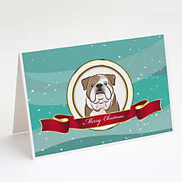 Caroline's Treasures English Bulldog  Merry Christmas Greeting Cards and Envelopes Pack of 8 7 x 5