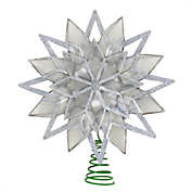 Kurt Adler 10-Light Capiz Treetop, Silver Glittered Star, 9.5in
