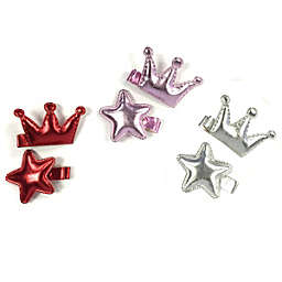 Wrapables Dress Up Princess Star Metallic Shine Alligator Hair Clips for Baby Toddler, Set of 6, Silver Collection