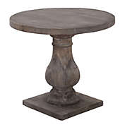 Casagear Home Wooden Round End Table with Pedestal Base, Brown- Saltoro Sherpi