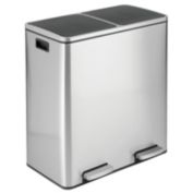 mDesign Divided Large Metal Step Trash Can Garbage, 60 Liter