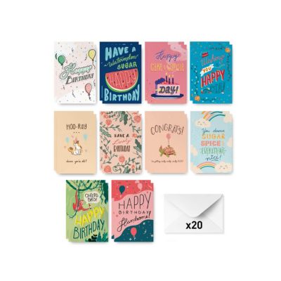 Rileys & Co. Birthday Cards Assortment, Hand-Illustrated, Envelopes Included, Bulk Variety Pack (40-Pack Set) - Rileys & Co