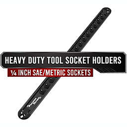 Precision Defined Aluminum Tool Socket Holder   Black, Single 1/4-Inch x 16 Clips   Heavy Duty Organizer
