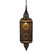Northlight 35" Black and Gold Moroccan Style Hanging Lantern Ceiling Light Fixture