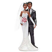 Sparkle and Bash Wedding Cake Topper forBlack Man and Wife, African American Bride and Groom Figurine (2.3 x 1.7 x 5 In)
