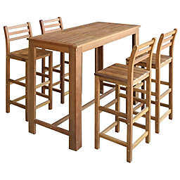 vidaXL Bar Table and Chair Set 5 Pieces Solid Acacia Wood
