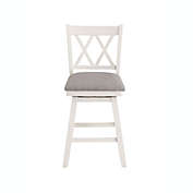 Home 2 Office Brookline 37.5 in. White High Back Wood 24 in. Bar Stool