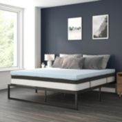 Flash Furniture 14 Inch Metal Platform Bed Frame with 10 Inch Pocket Spring Mattress in a Box and 2 Inch Cool Gel Memory Foam Topper - King