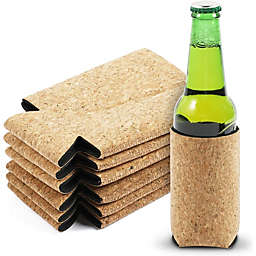 Sparkle and Bash 12 oz Cork Neoprene Can Cooler Sleeves for Soda, Beer, Beverages (6 Pack)