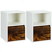 Costway Set of 2 Nightstands Side End Table for Living Room-White