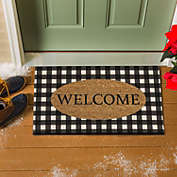 Evergreen Buffalo Check Welcome Woven Indoor Outdoor Natural Coir Doormat 30x18" Multicolored