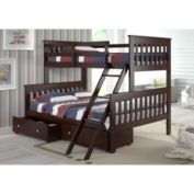 Donco Trading  Twin/Full Mission Bunk Bed W/Dual Under Bed Drawers