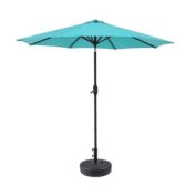 WestinTrends 9 Ft Outdoor Patio Market Umbrella with Black Round Base, Turquoise