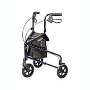 Carex Health Brands 3 Wheel Walker for Seniors Foldable Rollator Walker with Three Wheels Height Adjustable Handles, Blue