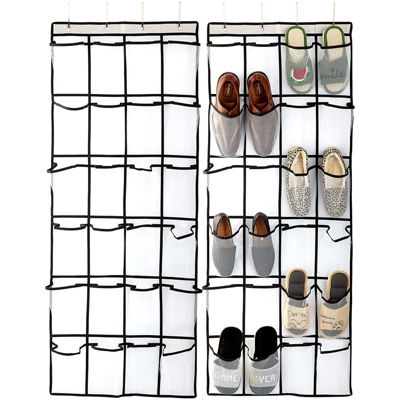 Okuna Outpost Over The Door Shoe Organizer 24 Storage Pockets Grey, 18 x 63.3 in, 2 Pack