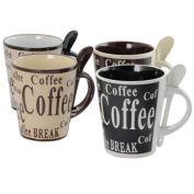 Mr. Coffee Dolce Cafe 8 Piece Cearmic Cup and Spoon Set in Assorted Designs