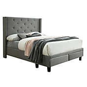 Better Home Products Gia Tufted Fabric Upholstered Platform Storage Bed Gray