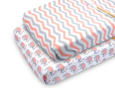 Bublo Baby Changing Pad Cover Sheets Set, 2 Pack, Universal Fitted Changing Table Covers for Boys and Girls, Comfortable Cozy Cradle Sheets, Breathable Soft Jersey Cotton, Fitted 32x15x5 Inches Pads, Grey