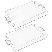 mDesign Acrylic Rectangular Serving Tray with Handles - 2 Pack