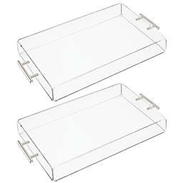 mDesign Acrylic Rectangular Serving Tray with Handles - 2 Pack