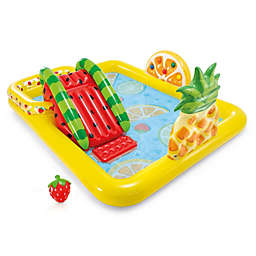 Intex Fun 'N Fruity Outdoor Inflatable Kiddie Pool Play Center with Water Slide