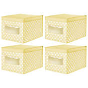 mDesign Stackable Fabric Closet Storage Organizer Box, Lid - 4 Pack