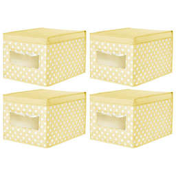 mDesign Stackable Fabric Closet Storage Organizer Box, Lid - 4 Pack