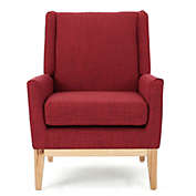 Contemporary Home Living 36.50" Red and Brown Contemporary Accent Chair with Cushion