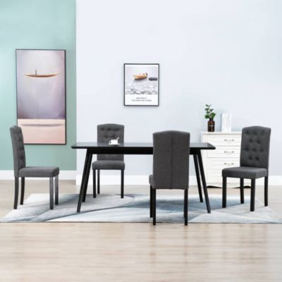 vidaXL Dining Chairs 4 pcs Dark Gray Fabric