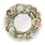 Contrast Natural Seashell Frame Small Round Wall Mirror 10 Inch Diameter