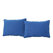 Contemporary Home Living Set of 2 Blue Solid Rectangular Outdoor Throw Pillows 18.5"
