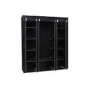SONGMICS 59" Portable Clothes Closet Wardrobe Storage Organizer with Non-Woven Fabric, Quick and Easy to Assemble, Extra Strong and Durable, Black