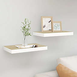 vidaXL Floating Wall Shelves 2 pcs Oak and White 15.7