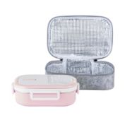 Lille Home 22OZ Stainless Steel Leakproof Bento Lunch Box/Metal Food Container With Insulated Lunch Bag, Grey