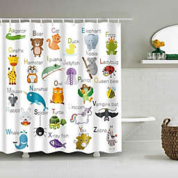 Alphabet Shower Curtain with Hooks A-Z Animals  - 60